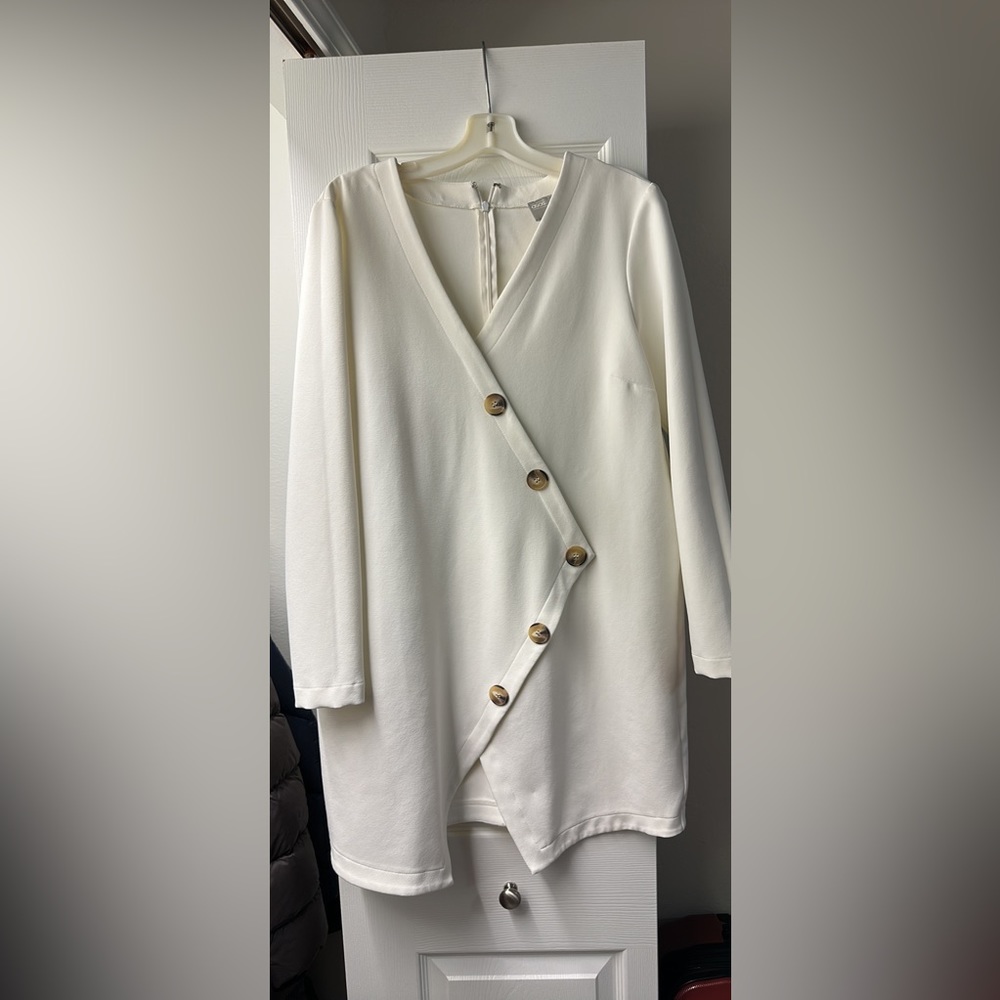 White dress with buttons